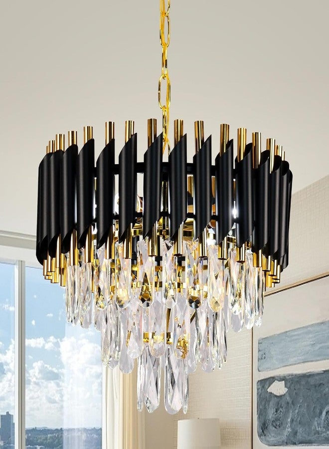 Lyse Decor Chandelier for Living Room Modern Ceiling Light Jhumar for Hall Light for Living Room and Hall Round Jhoomer Show Lights for Home Decoration Ceiling (Black 400 mm) - Image 5